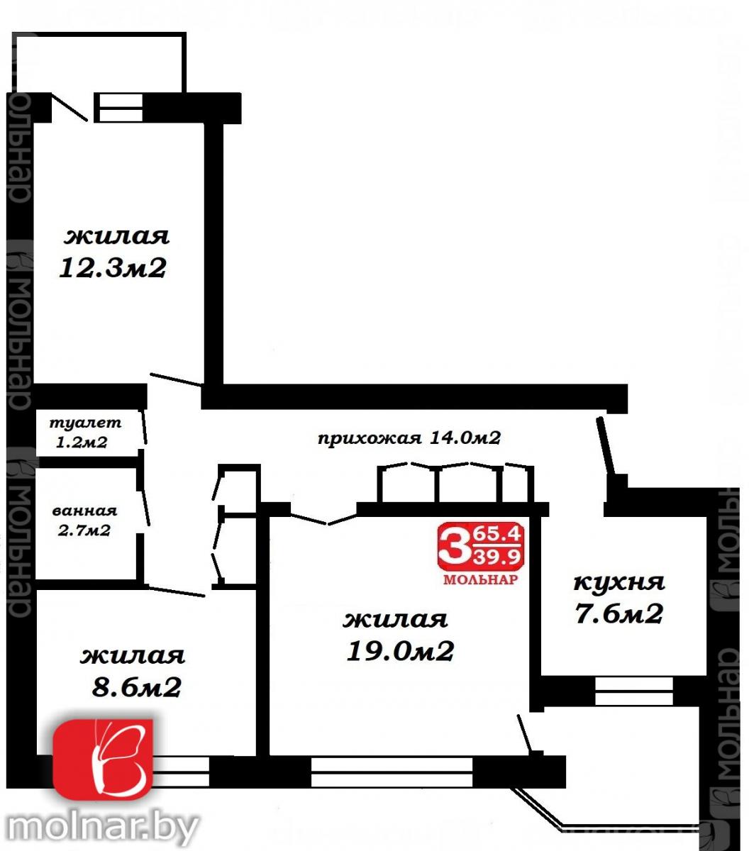 Продам 3-комнатную квартиру в Молодечно, 119