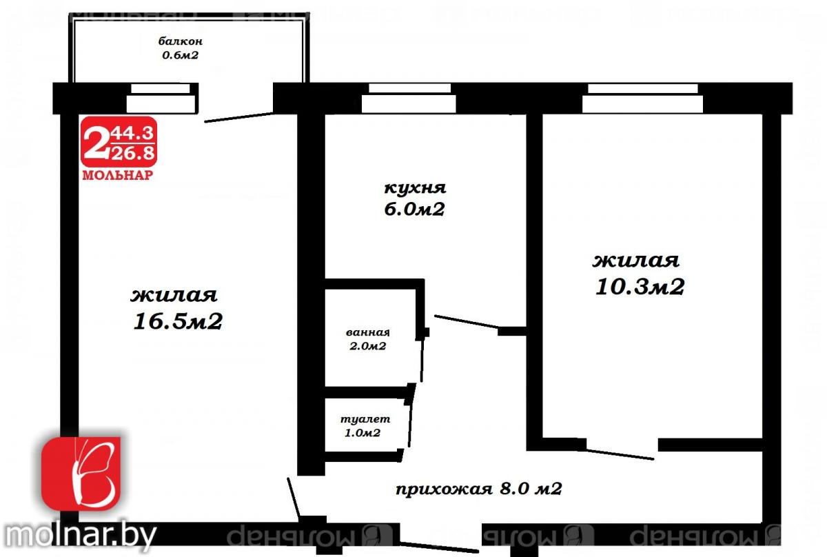 Продам 2-комнатную квартиру в Молодечно, 6