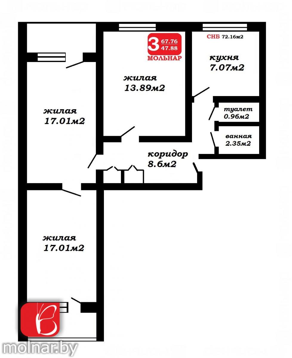 Продам 3-комнатную квартиру в Минске в Заводском р-не, Серебрянка, Плеханова ул., 71
