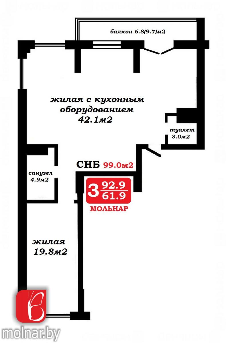 Продам 3-комнатную квартиру в Минске в Московском р-не, Малиновка, Дзержинского проспект, 19/А