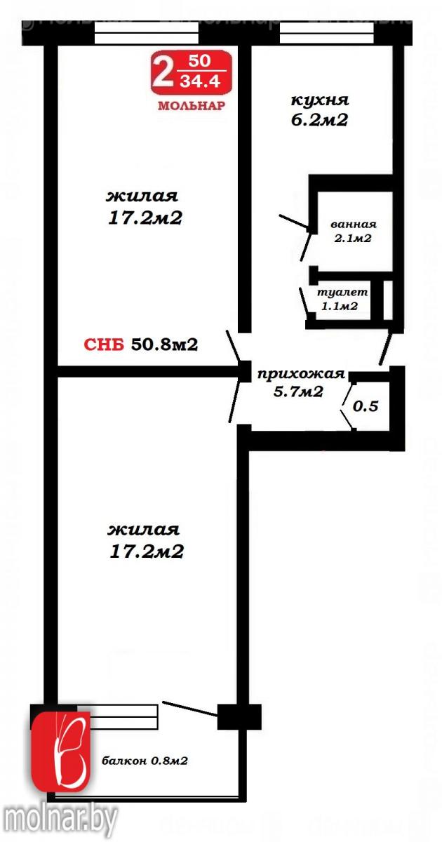 Продам 2-комнатную квартиру в Минске в Фрунзенском р-не, 90