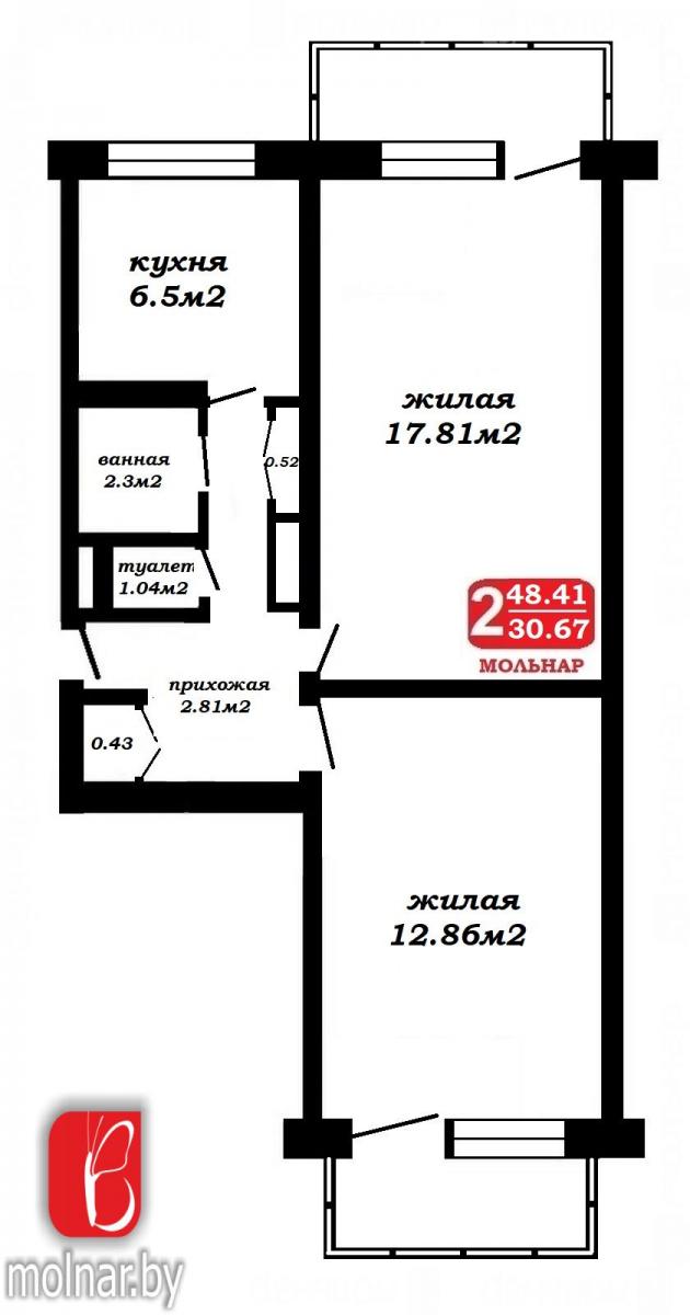 Продам 2-комнатную квартиру в Минске в Советском р-не, 39