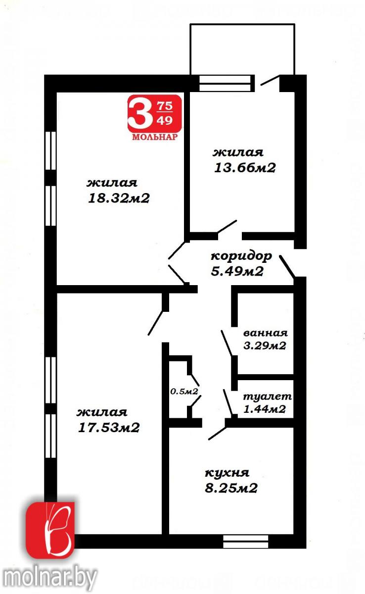 Продам 3-комнатную квартиру в Молодечно, Виленская ул., 5
