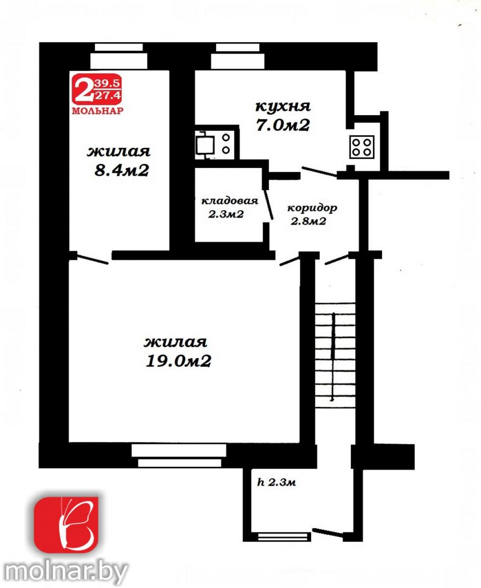 Продам 2-комнатную квартиру в Смолевичах, Подлесная ул., 7