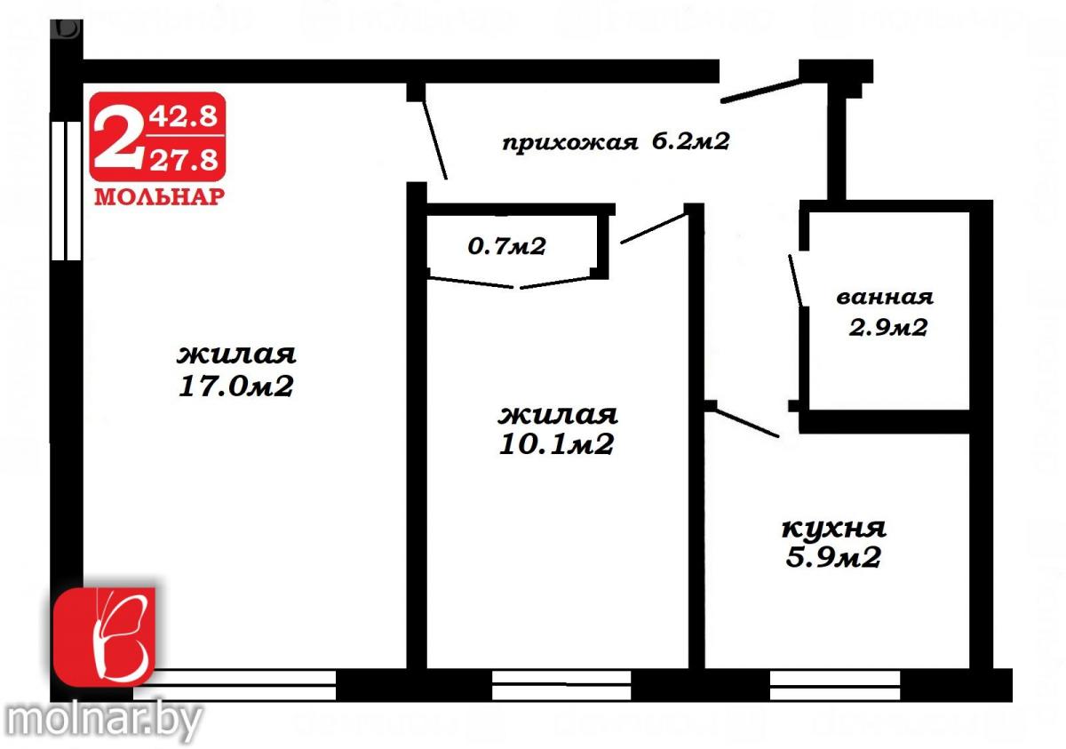 Продам 2-комнатную квартиру в Минске в Центральном р-не, Азизова ул., 4