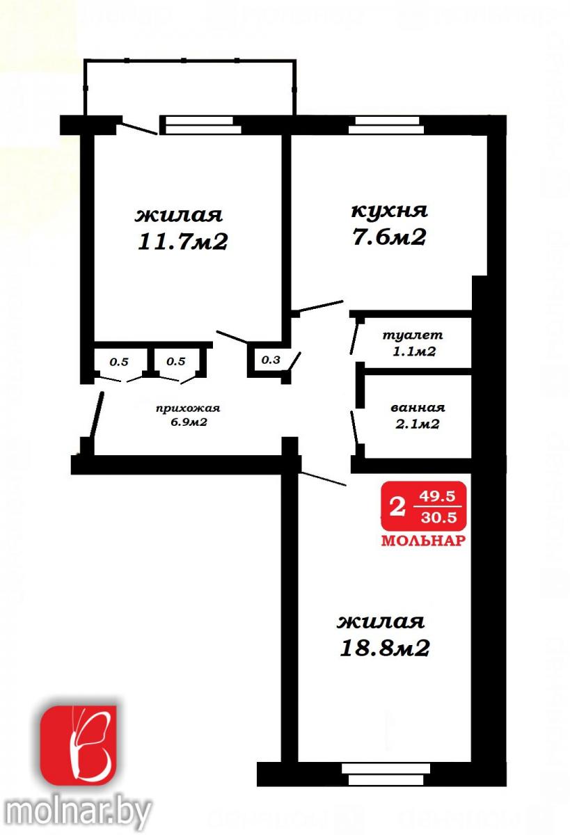 Продам 2-комнатную квартиру в Минске в Советском р-не, 4