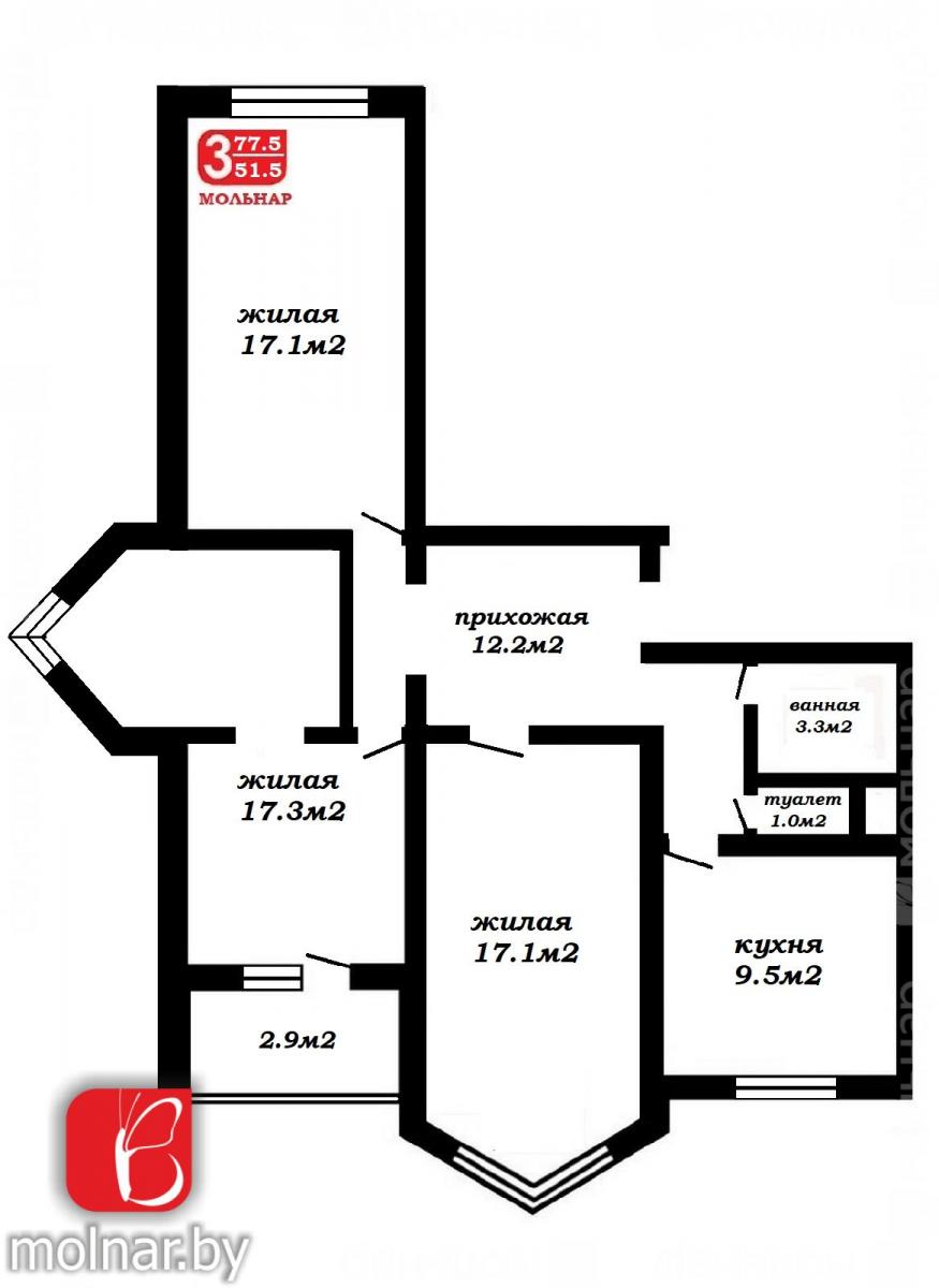 Продам 3-комнатную квартиру в Минске в Московском р-не, Малиновка, Рафиева ул., 88