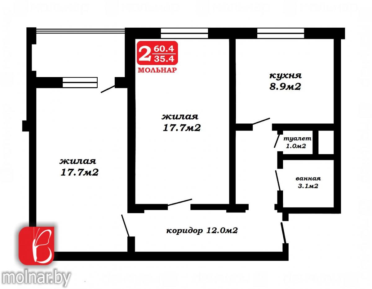 Продам 2-комнатную квартиру в Минске в Ленинском р-не, Козыревская ул., 20