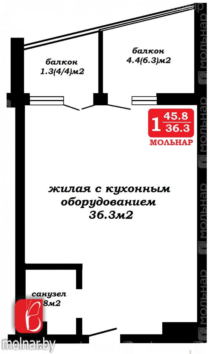Продам 1-комнатную квартиру в Минске в Октябрьском р-не, Минск-Мир, Николы Теслы ул., 16
