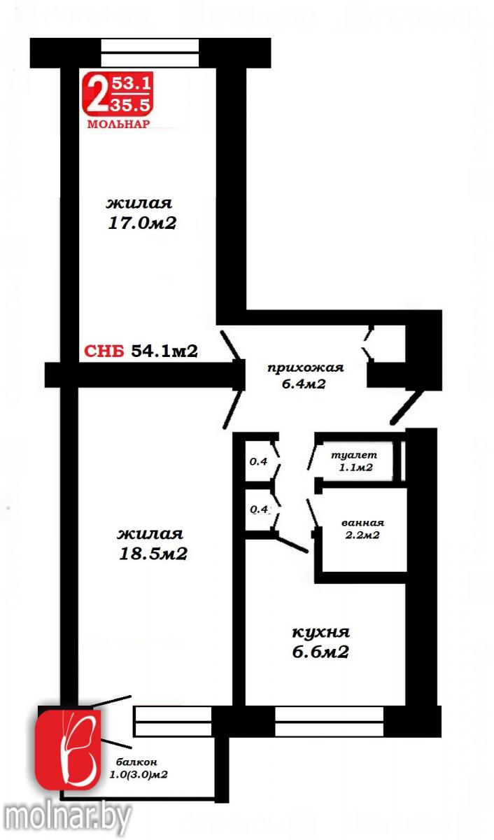 Продам 2-комнатную квартиру в Новолукомле, Набережная ул., 23