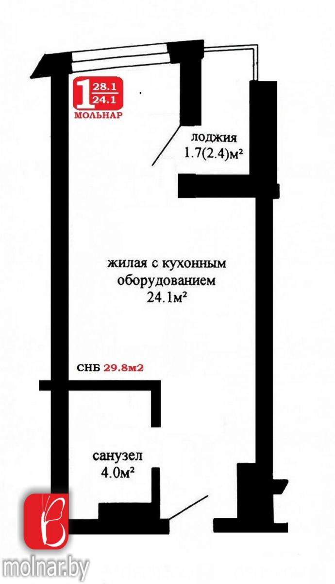 Продам 1-комнатную квартиру в Минске в Октябрьском р-не, 30