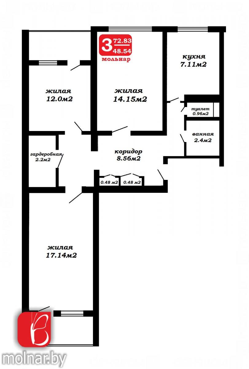 Продам 3-комнатную квартиру в Минске в Советском р-не, Зеленый луг, Восточная ул., 30/0