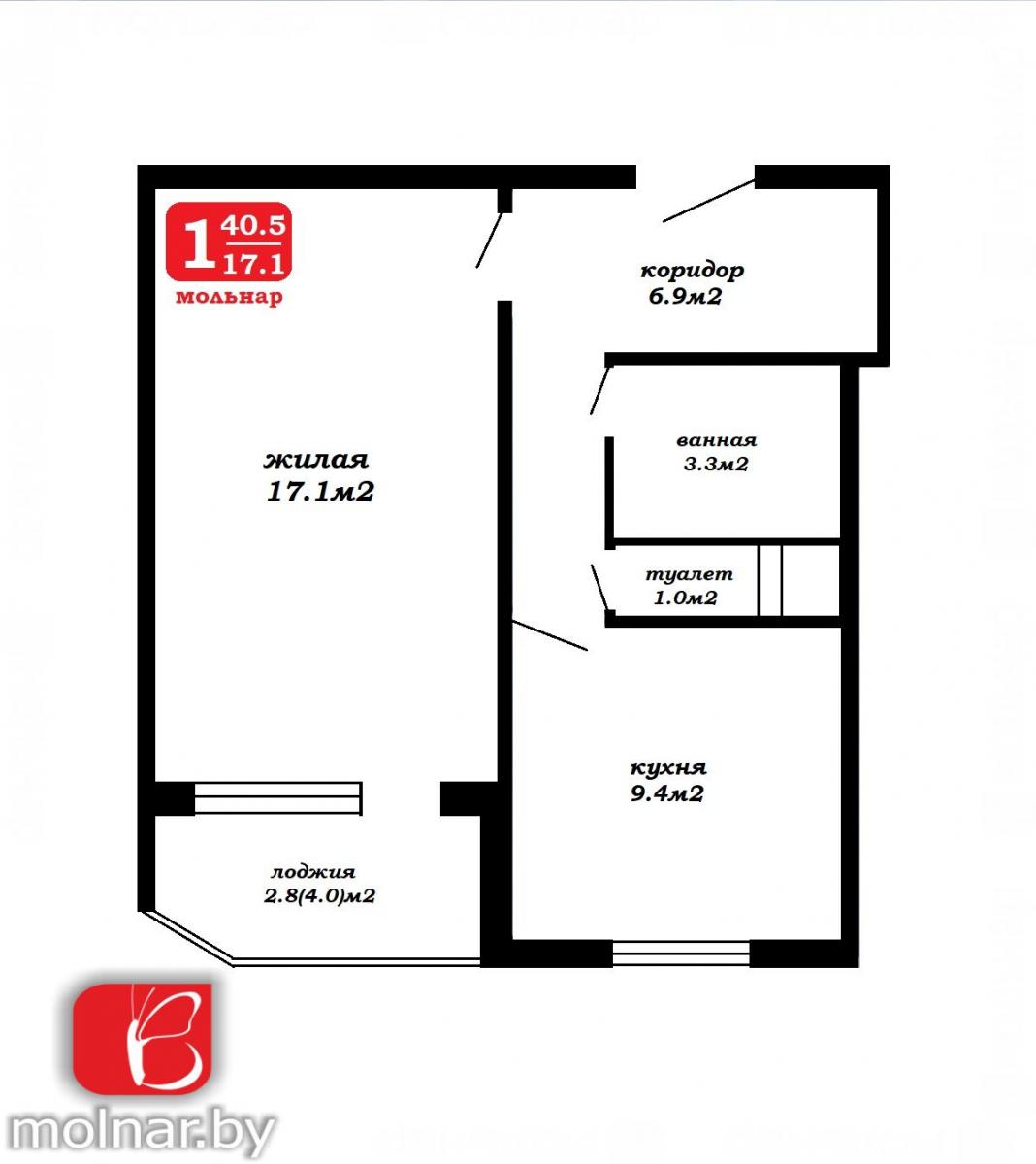 Продам 1-комнатную квартиру в Минске в Фрунзенском р-не, Красный Бор, Притыцкого ул., 43