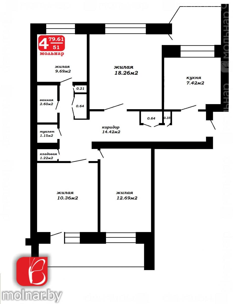 Продам 4-комнатную квартиру в Минске в Центральном р-не, Нововиленская ул., 23