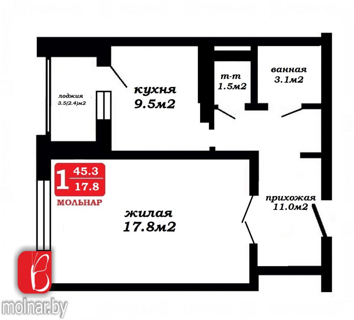 Продам 1-комнатную квартиру в Минске в Ленинском р-не, 58