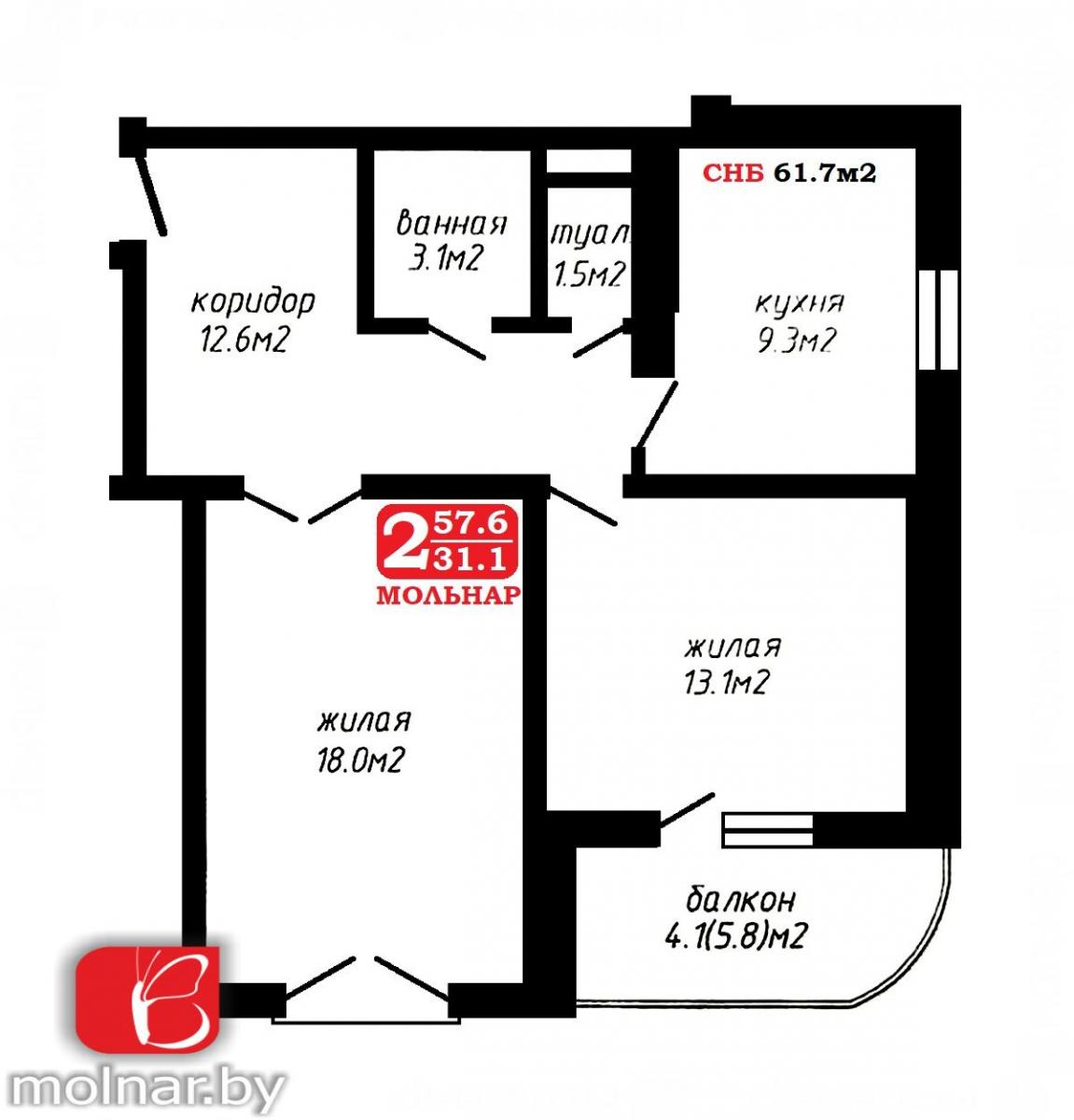 Продам 2-комнатную квартиру в Минске в Ленинском р-не, Серебрянка, Рокоссовского проспект, 123/Б
