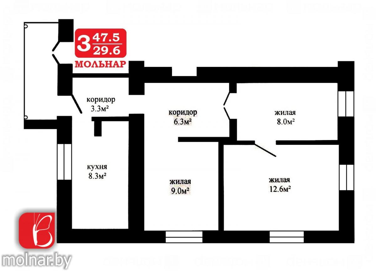 Продам 3-комнатную квартиру в Минске в Московском р-не, Малиновка, Дзержинского проспект, 39