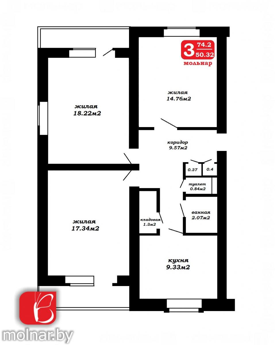 Продам 3-комнатную квартиру в Минске в Ленинском р-не, Станиславского ул., 22