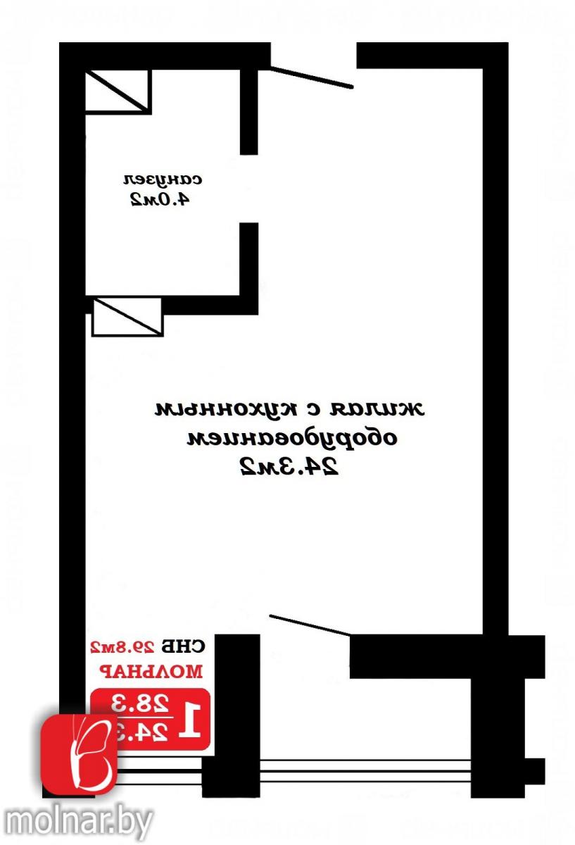 Продам 1-комнатную квартиру в Минске в Октябрьском р-не, 3/В