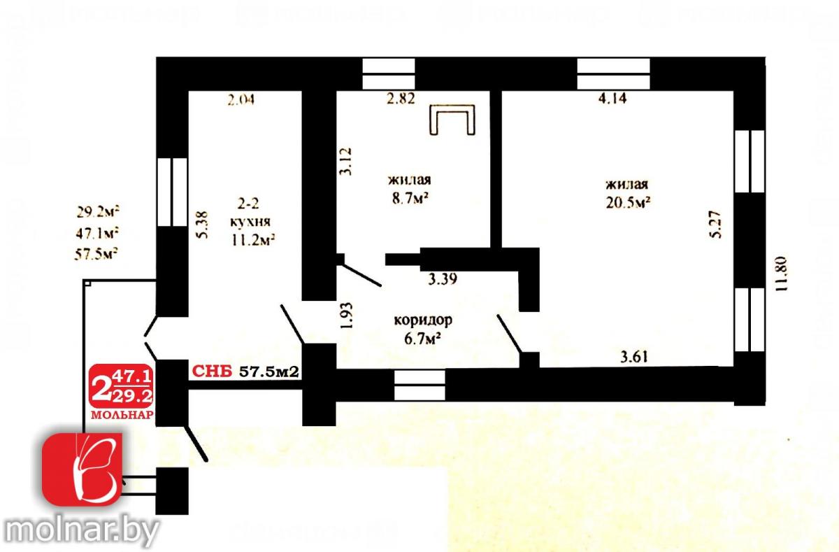 Продам 2-комнатную квартиру в Минске в Московском р-не, Малиновка, Дзержинского проспект, 39