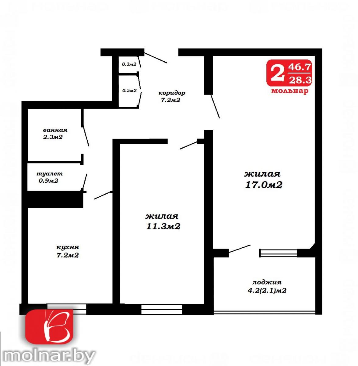 Продам 2-комнатную квартиру в Минске в Заводском р-не, Шабаны, Селицкого ул., 93