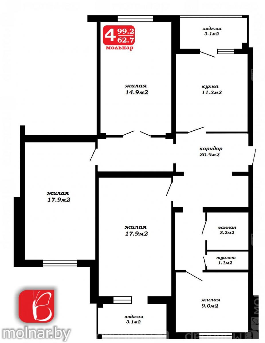 Продам 4-комнатную квартиру в Минске в Фрунзенском р-не, 26