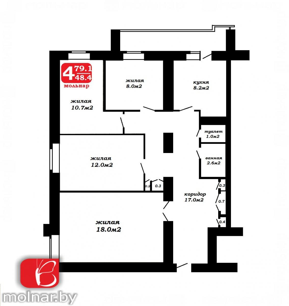 Продам 4-комнатную квартиру в Минске в Фрунзенском р-не, Дунина-Марцинкевича ул., 6/2