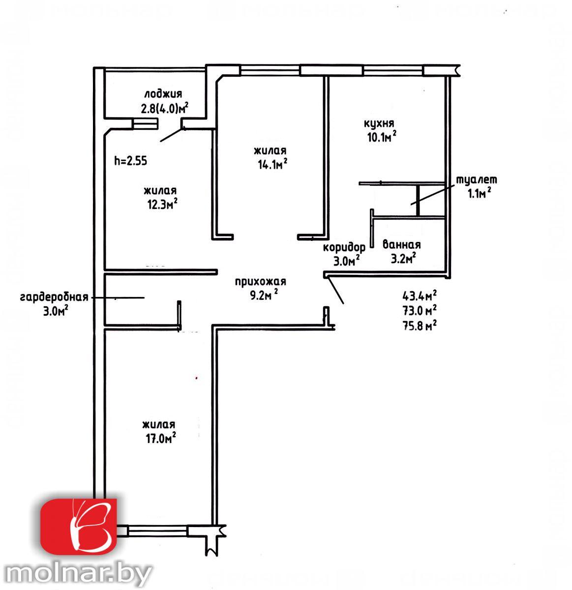 Продам 3-комнатную квартиру в