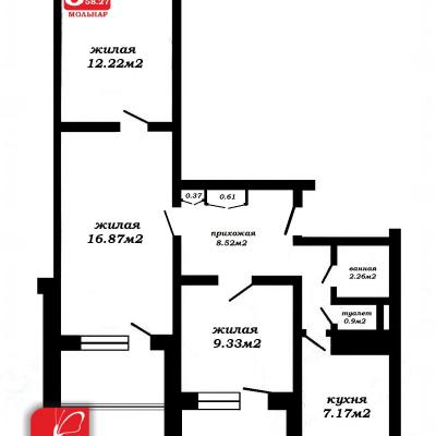 Продам 3-комнатную квартиру  Минск, Байкальская ул., 33, Заводской р-н, Ангарская