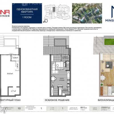 Продам 1-комнатную квартиру  Минск, Октябрьский р-н