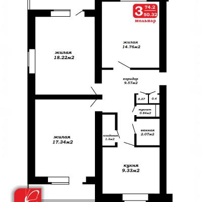 Продам 3-комнатную квартиру Минск, Станиславского ул., 22, Ленинский р-н