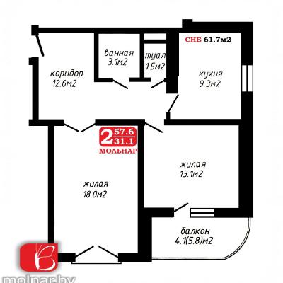 Продам 2-комнатную квартиру  Минск, Рокоссовского проспект, 123/Б, Ленинский р-н, Серебрянка